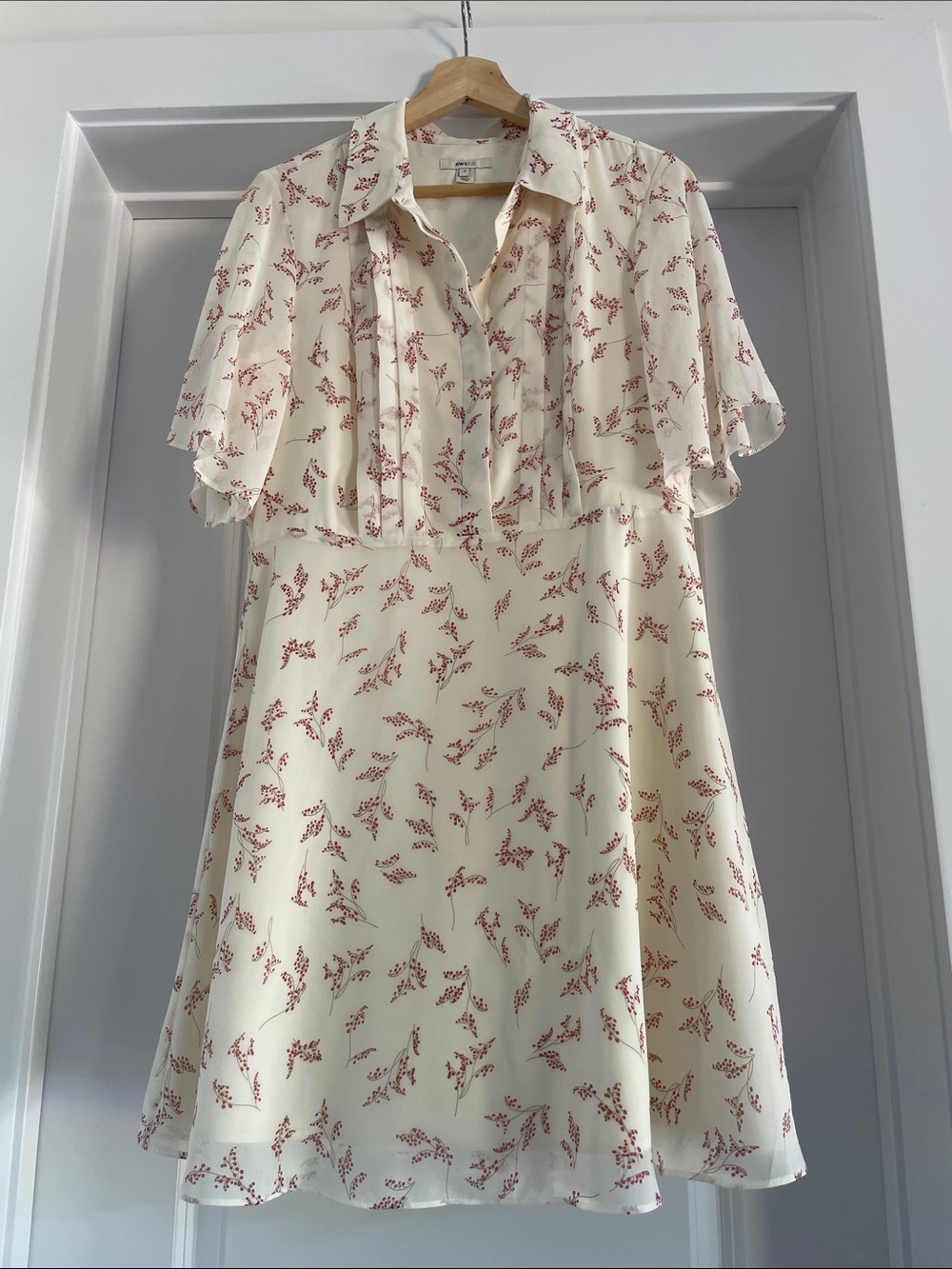 RW&CO Cream Floral Print Girls' Dress with Red Accent